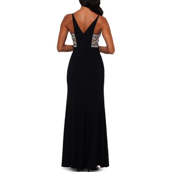 Black Embellished Side-Slit Formal Gown - Picture 3 of 3